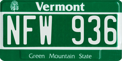 VT license plate NFW936