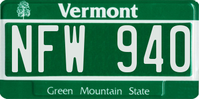 VT license plate NFW940