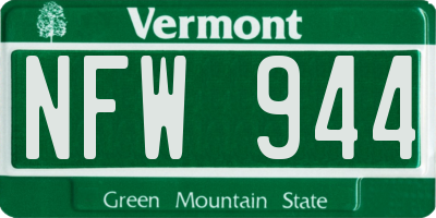 VT license plate NFW944
