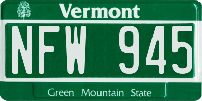 VT license plate NFW945