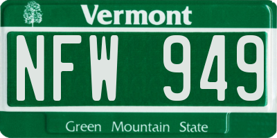 VT license plate NFW949