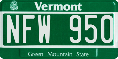 VT license plate NFW950