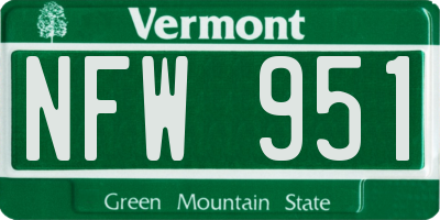 VT license plate NFW951