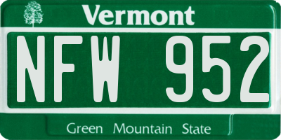 VT license plate NFW952