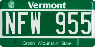 VT license plate NFW955
