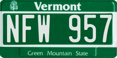 VT license plate NFW957