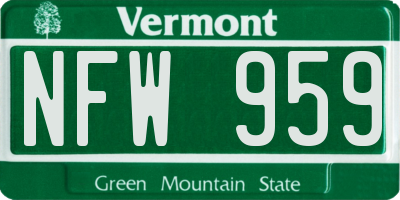 VT license plate NFW959