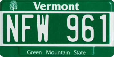 VT license plate NFW961