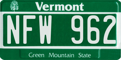 VT license plate NFW962