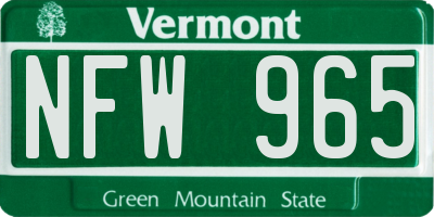 VT license plate NFW965