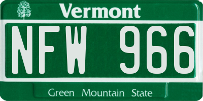 VT license plate NFW966