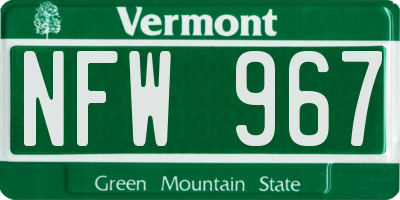 VT license plate NFW967