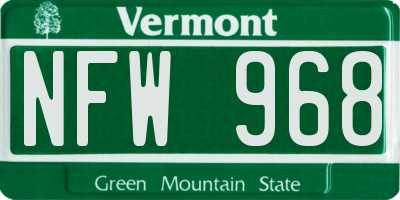 VT license plate NFW968