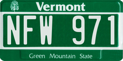 VT license plate NFW971