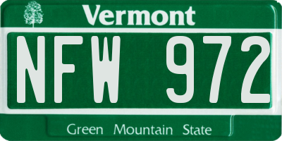 VT license plate NFW972