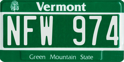 VT license plate NFW974