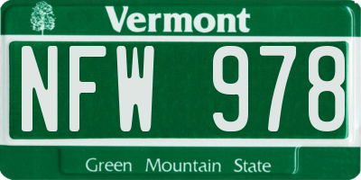 VT license plate NFW978