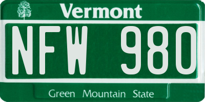 VT license plate NFW980
