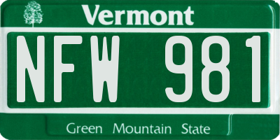 VT license plate NFW981