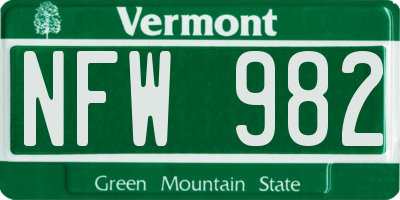 VT license plate NFW982