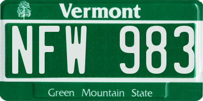 VT license plate NFW983