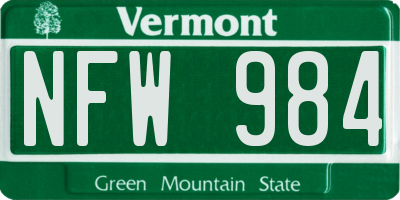 VT license plate NFW984