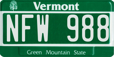 VT license plate NFW988