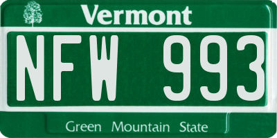 VT license plate NFW993