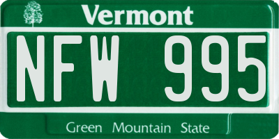 VT license plate NFW995