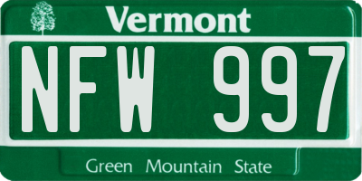 VT license plate NFW997