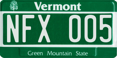 VT license plate NFX005