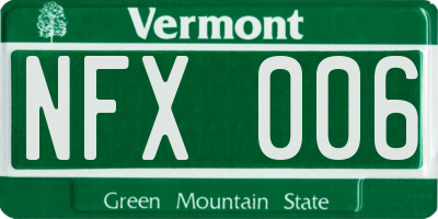 VT license plate NFX006