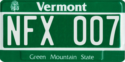 VT license plate NFX007