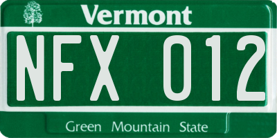 VT license plate NFX012