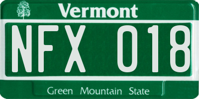 VT license plate NFX018