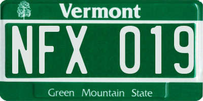 VT license plate NFX019