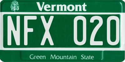 VT license plate NFX020