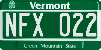 VT license plate NFX022