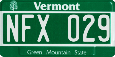 VT license plate NFX029