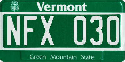 VT license plate NFX030