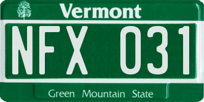 VT license plate NFX031