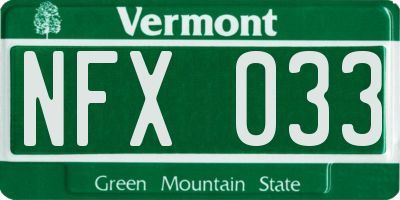 VT license plate NFX033