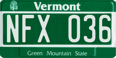 VT license plate NFX036