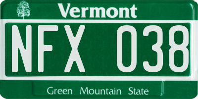 VT license plate NFX038
