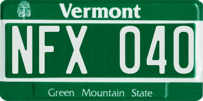 VT license plate NFX040