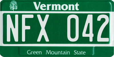 VT license plate NFX042