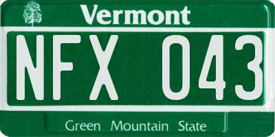 VT license plate NFX043