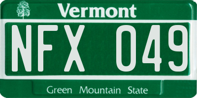 VT license plate NFX049