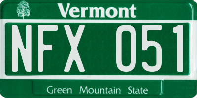 VT license plate NFX051