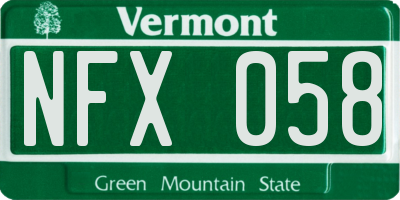 VT license plate NFX058